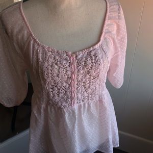 Pale pink sheer lace